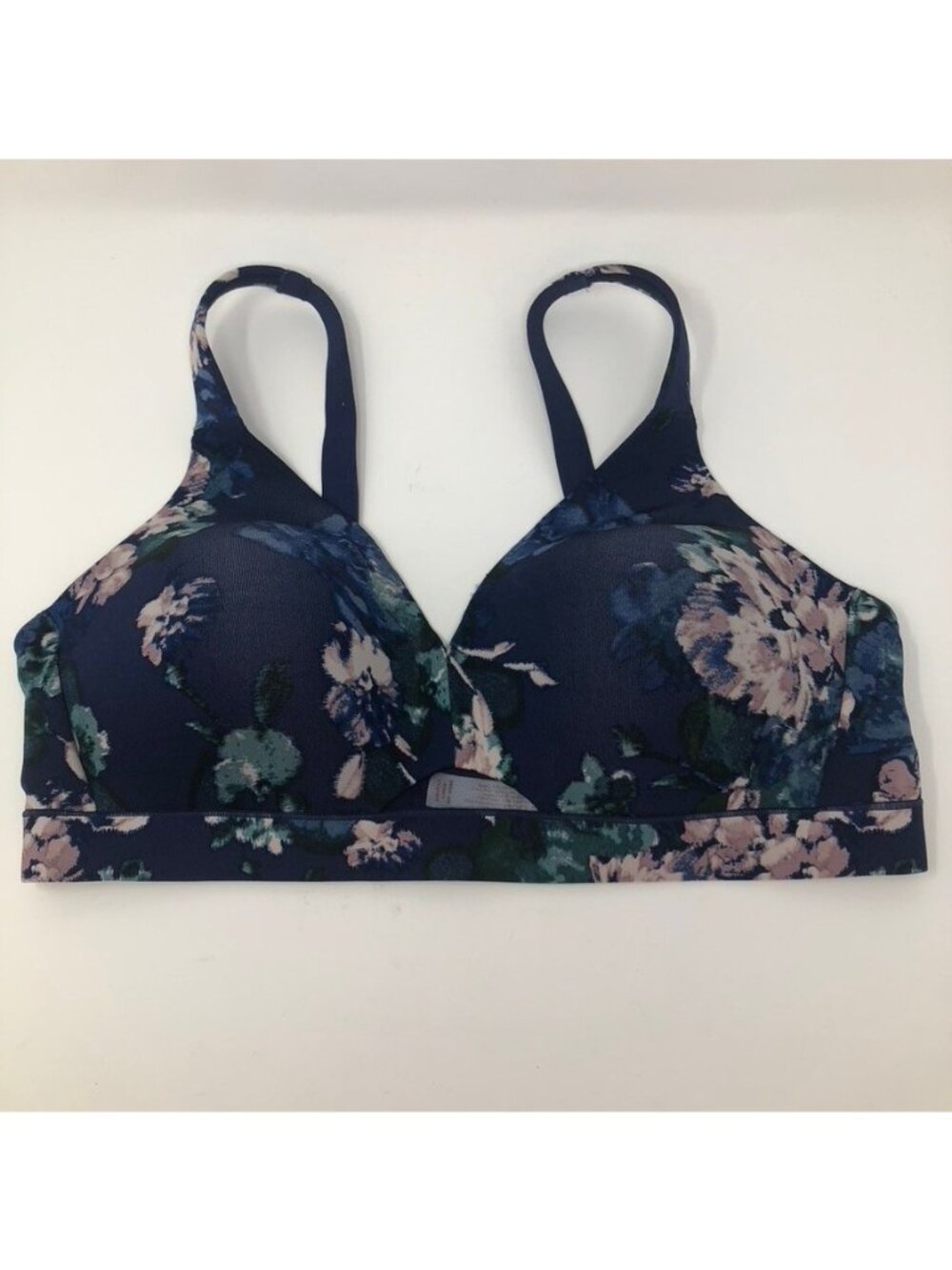 Cacique Lightly Lined No Wire Bra Size 40C Navy Floral